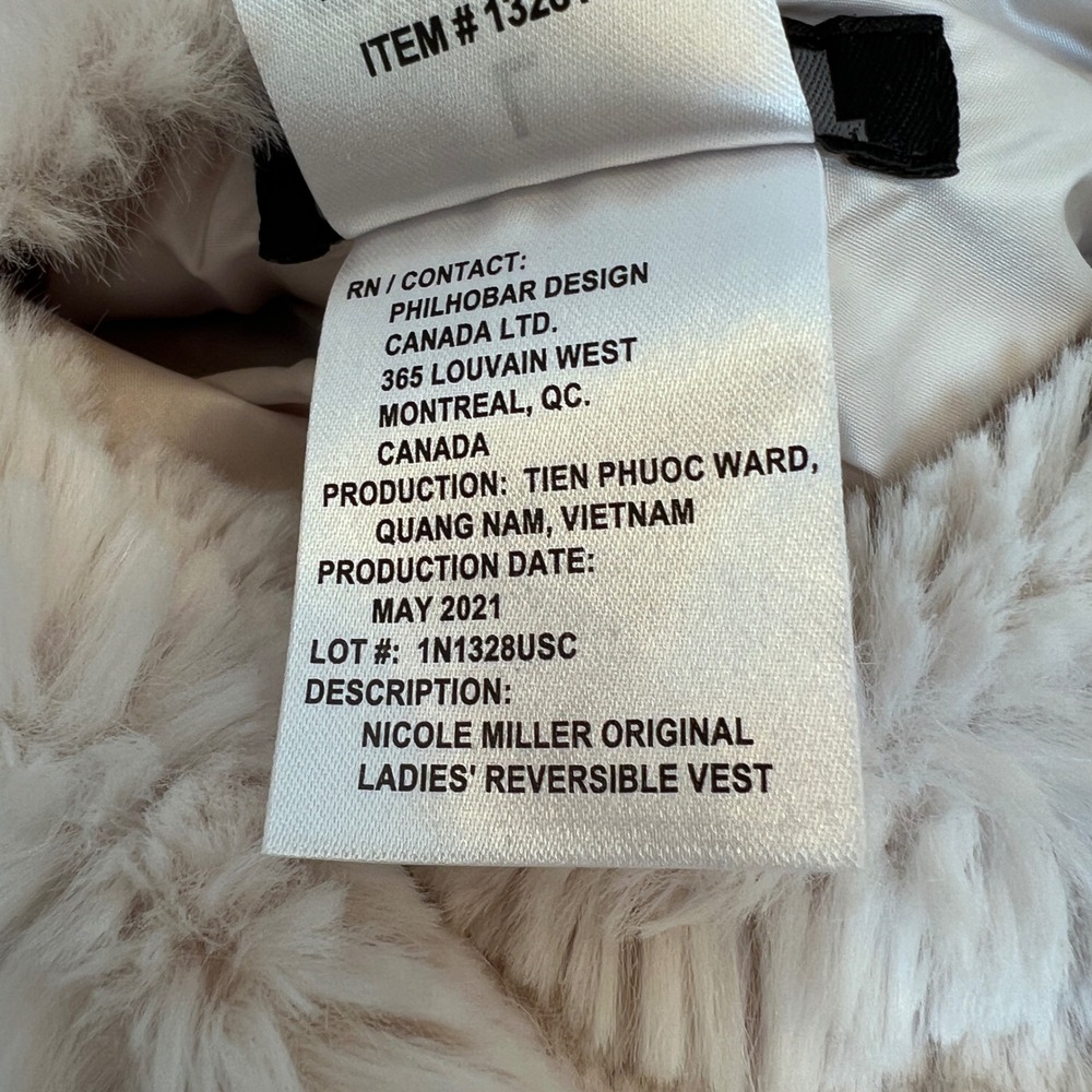 Nicole‎ Miller Elegant Faux Fur Cream Reversible Vest Sleeveless Pockets Large - Picture 8 of 10